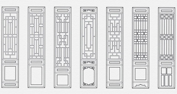 金湾常用中式仿古花窗图案隔断设计图